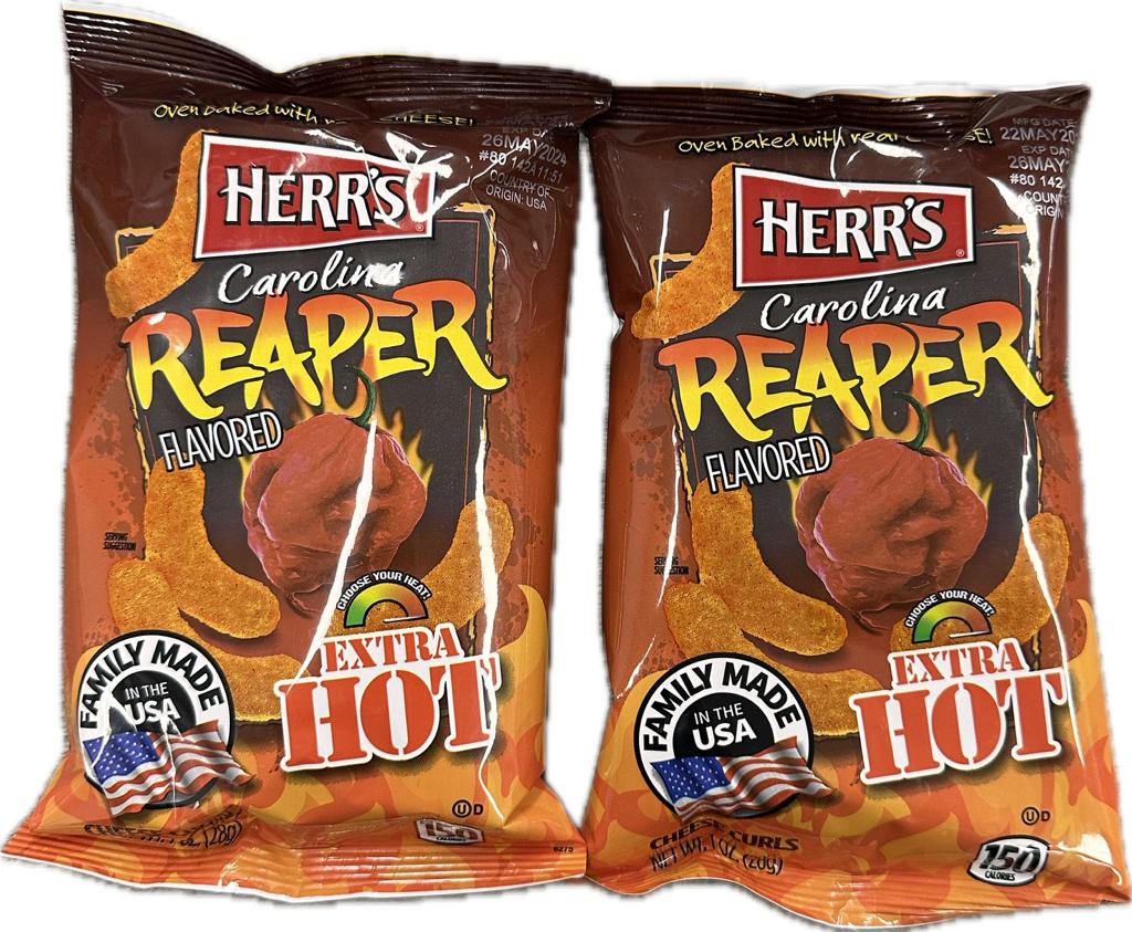 2x Herr's Carolina Reaper Cheese Curls Extra Hot 28g